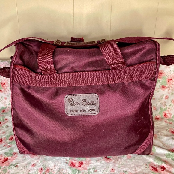 Vintage Pierre Cardin Paris New York Duffle Travel Bag Burgundy - Picture 1 of 5